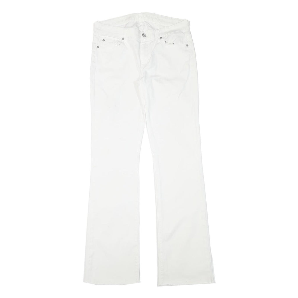 7 FOR ALL MANKIND Womens White Cotton Blend Regular Fit Straight Leg Trousers