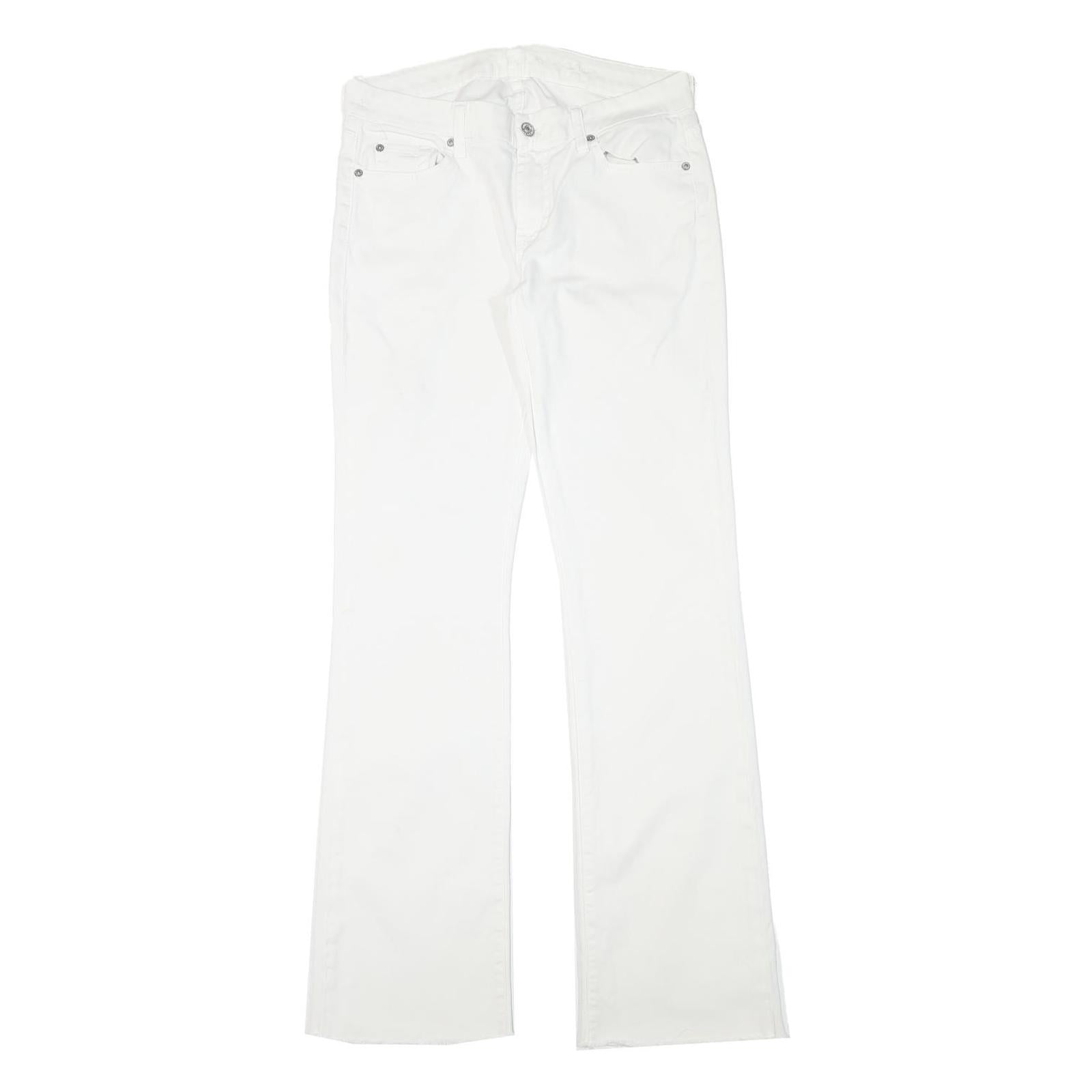 7 FOR ALL MANKIND Womens White Cotton Blend Regular Fit Straight Leg Trousers
