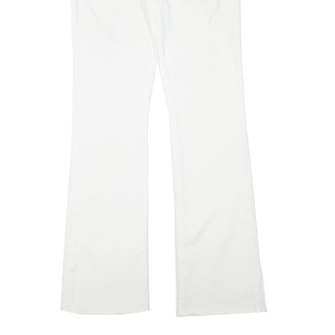 7 FOR ALL MANKIND Womens White Cotton Blend Regular Fit Straight Leg Trousers
