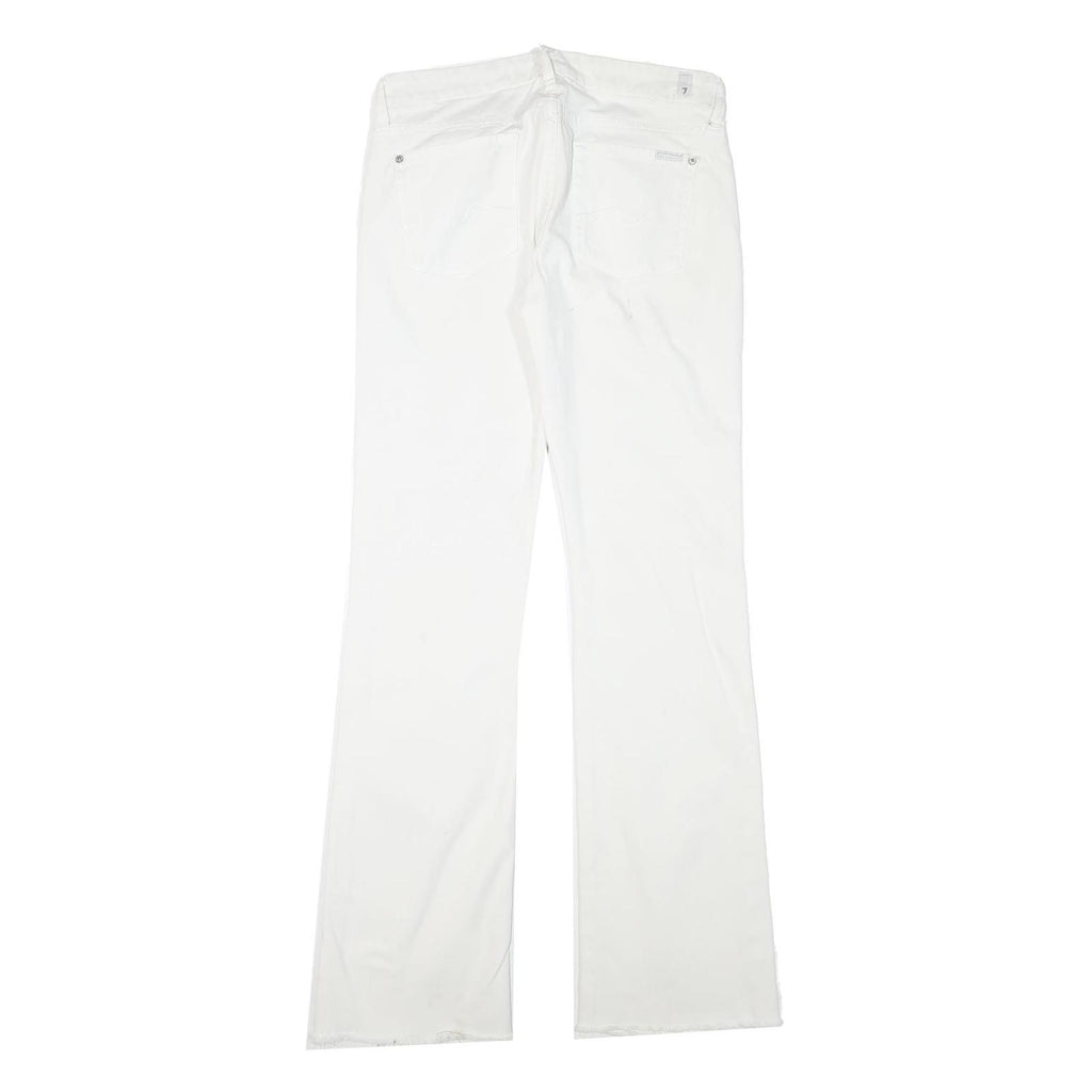 7 FOR ALL MANKIND Womens White Cotton Blend Regular Fit Straight Leg Trousers