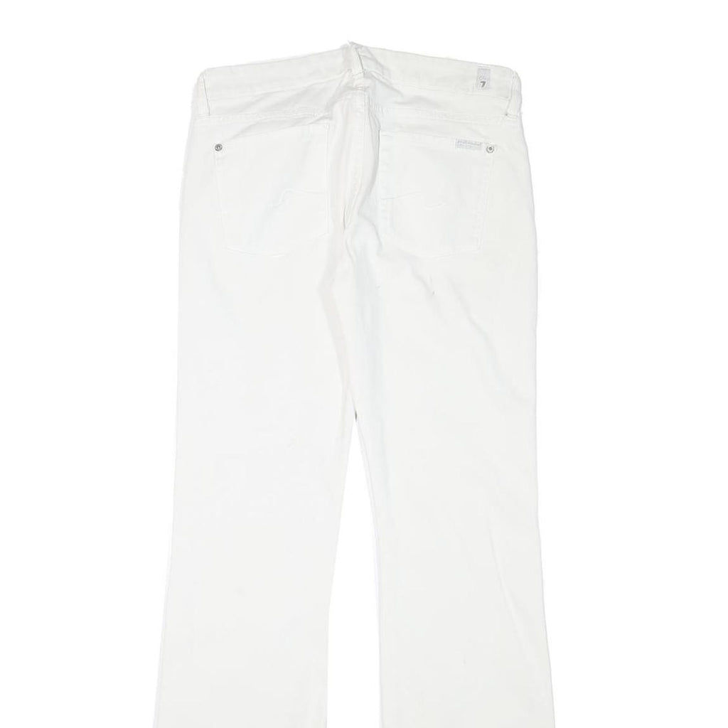 7 FOR ALL MANKIND Womens White Cotton Blend Regular Fit Straight Leg Trousers