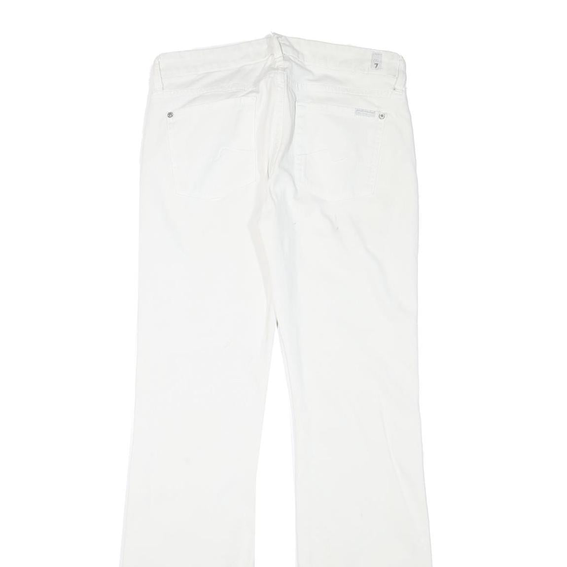 7 FOR ALL MANKIND Womens White Cotton Blend Regular Fit Straight Leg Trousers