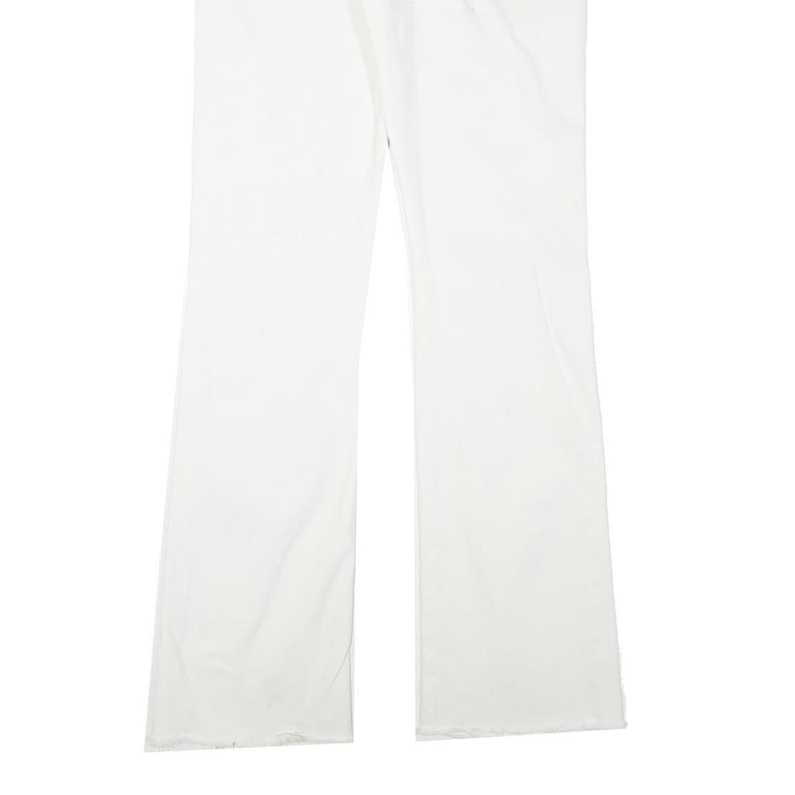 7 FOR ALL MANKIND Womens White Cotton Blend Regular Fit Straight Leg Trousers