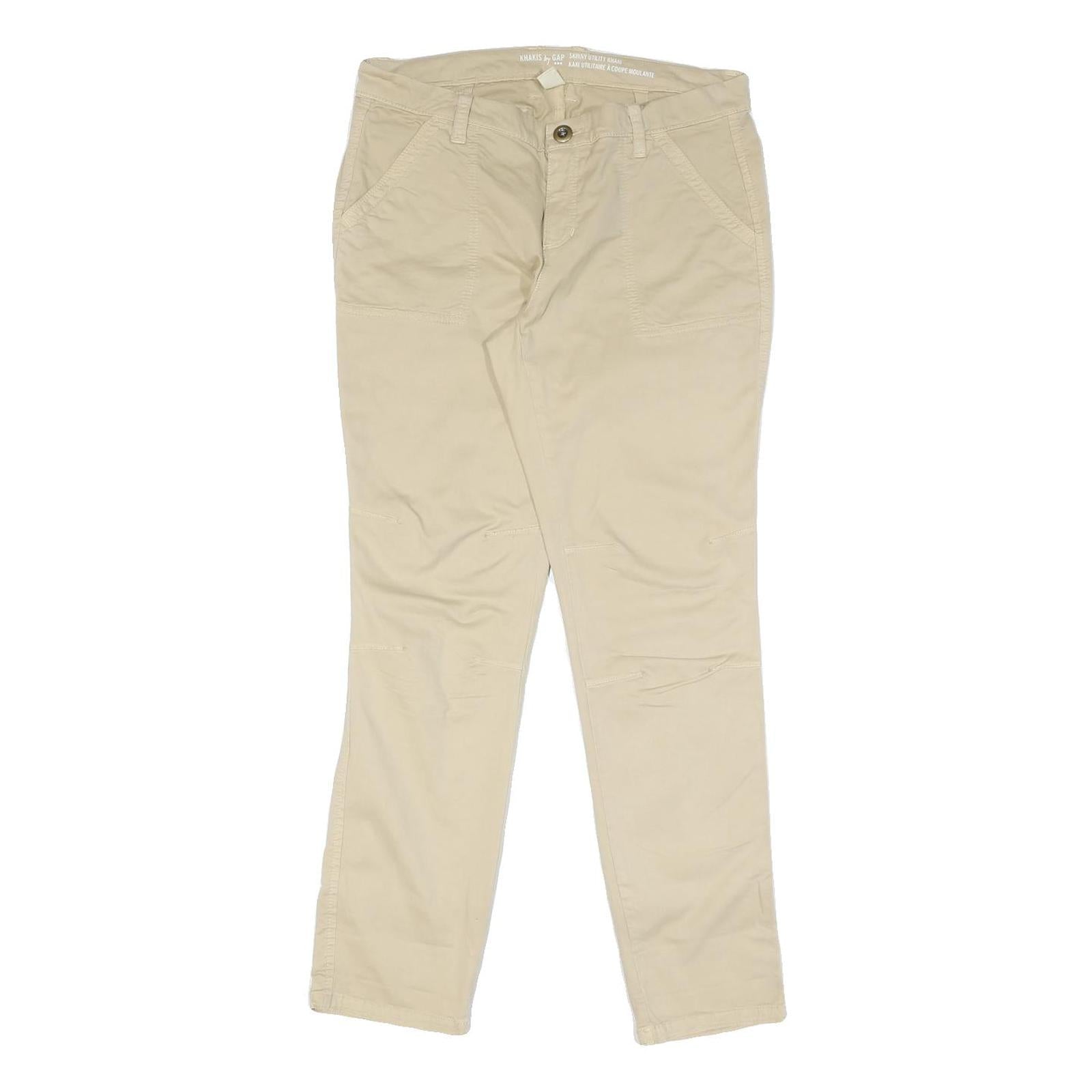 GAP Womens Cotton Beige Slim Zip Trousers W30 L30 Casual Everyday Wear