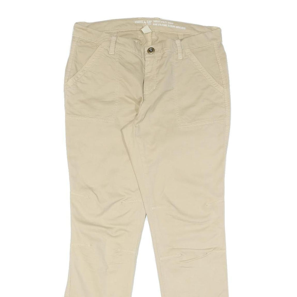GAP Womens Cotton Beige Slim Zip Trousers W30 L30 Casual Everyday Wear