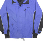 FILA Mens Blue & Black Outdoor Jacket L Polyester Blend Zip Hooded Sport