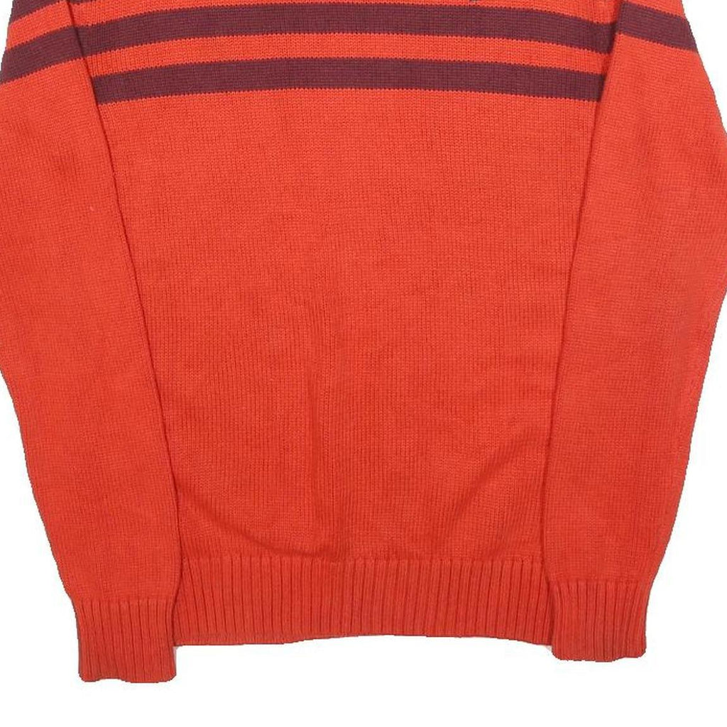 TOMMY HILFIGER Boys Brown & Red Patterned Crew Neck Jumper L Cotton Blend Knit