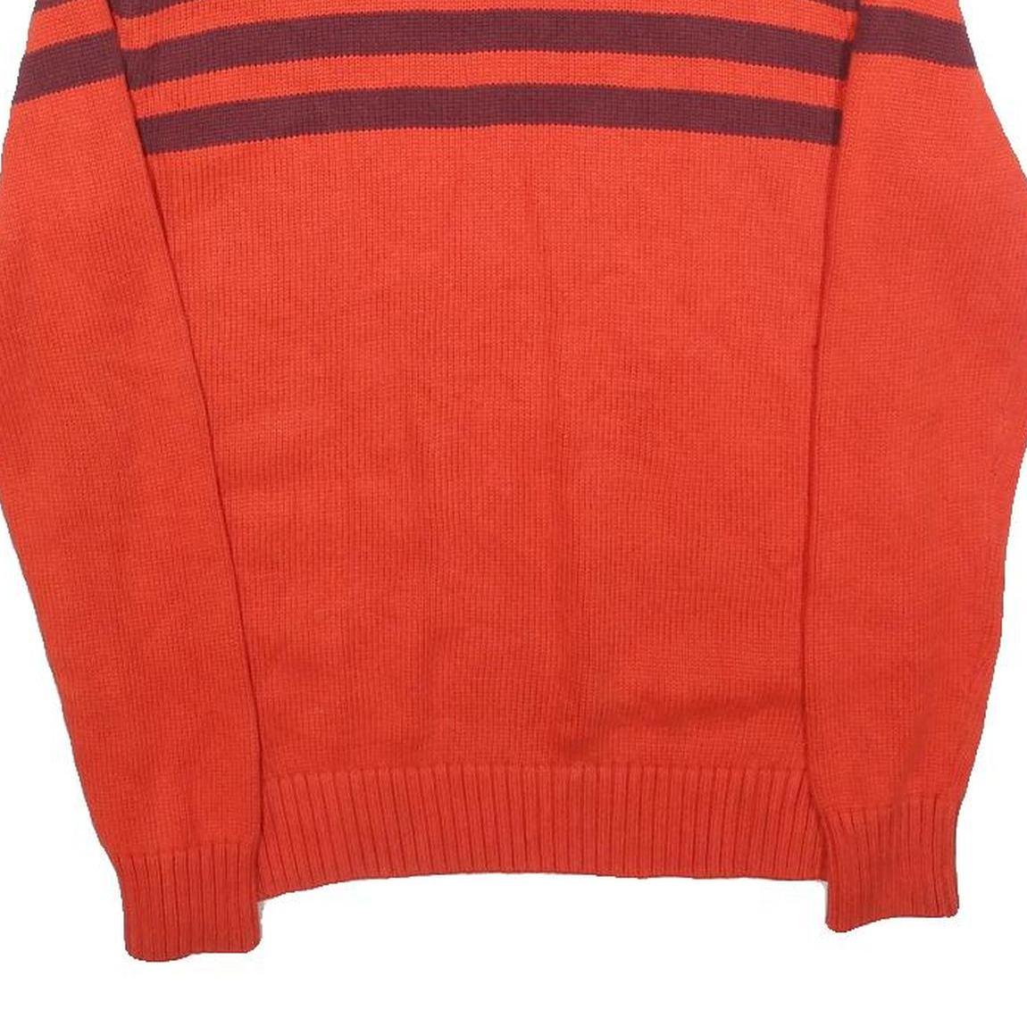 TOMMY HILFIGER Boys Brown & Red Patterned Crew Neck Jumper L Cotton Blend Knit