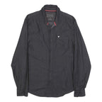 GUESS Mens Black Slim Fit Shirt S Cotton Blend Long Sleeve Stylish Casual