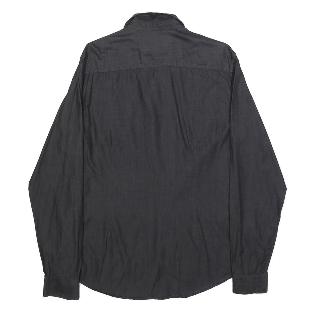 GUESS Mens Black Slim Fit Shirt S Cotton Blend Long Sleeve Stylish Casual