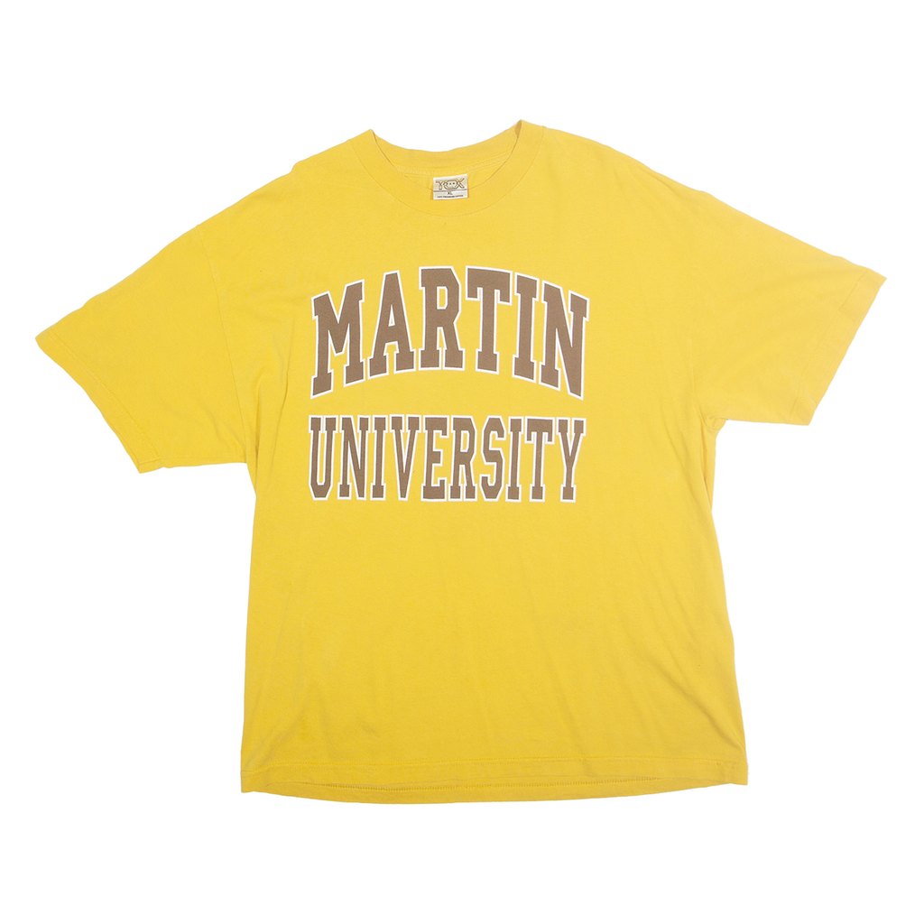TCX APPAREL Mens Yellow Martin University Graphic T-Shirt XL Short Sleeve Crew
