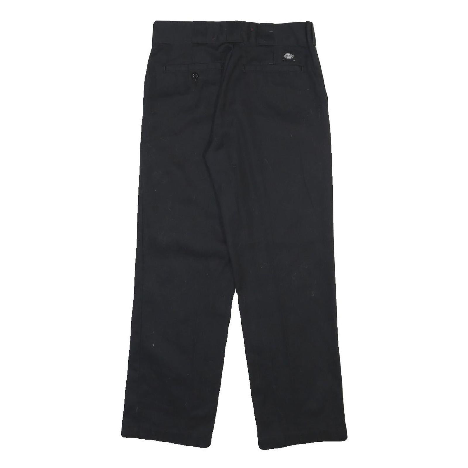 DICKIES Mens Cotton Blend Black Regular Straight Trousers W29 L27 Classic