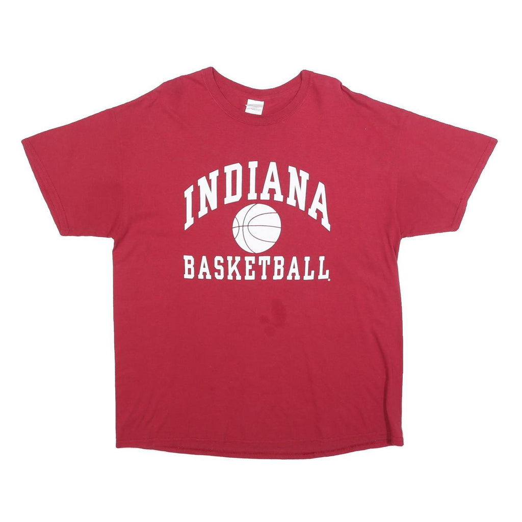 GILDAN Mens Red Indiana Basketball Graphic T-Shirt XL Short Sleeve Crew Neck