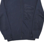 BLS Mens Navy Blue Plain Full Zip Wool Blend Jumper XS Military Style Pockets