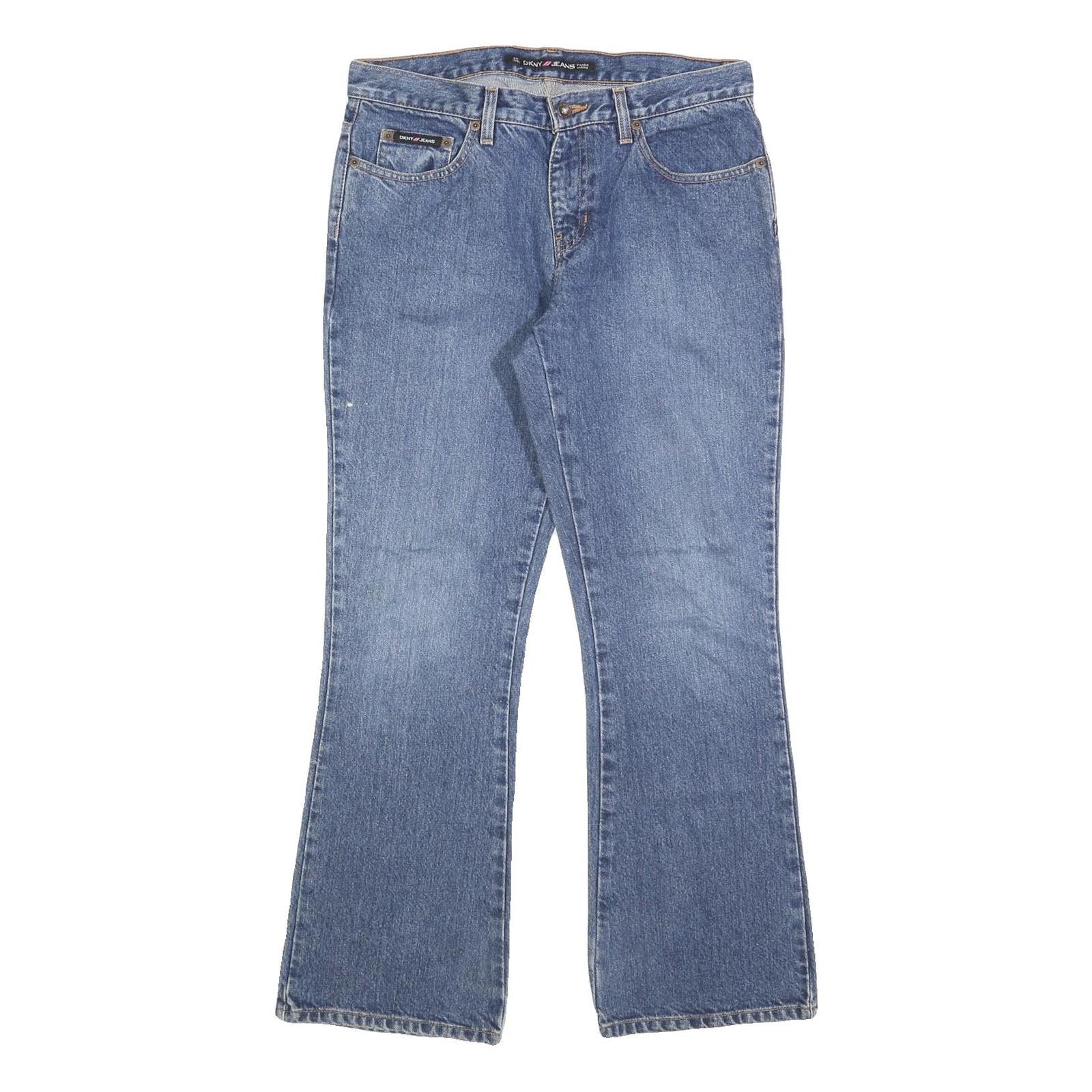 DKNY Womens Regular Fit Blue Denim Bootcut Jeans Cotton Blend W32 L28 Stylish