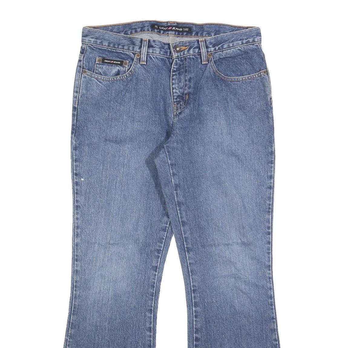 DKNY Womens Regular Fit Blue Denim Bootcut Jeans Cotton Blend W32 L28 Stylish