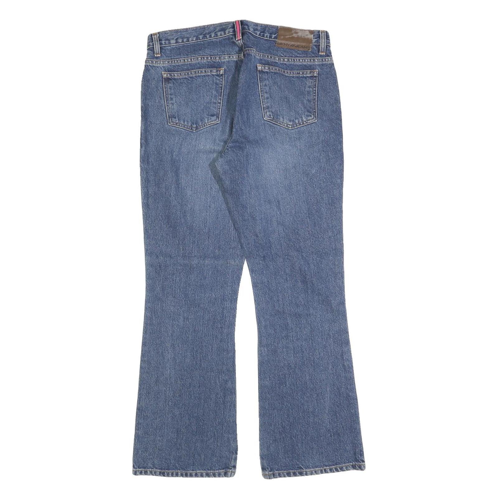 DKNY Womens Regular Fit Blue Denim Bootcut Jeans Cotton Blend W32 L28 Stylish