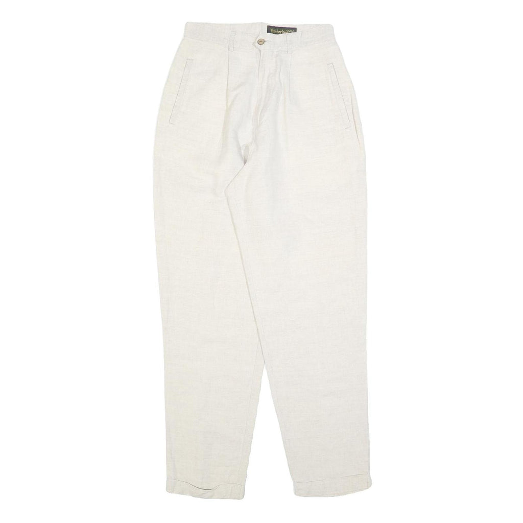 TIMBERLAND Womens Linen White Relaxed Straight Trousers W26 L28 Casual Comfort
