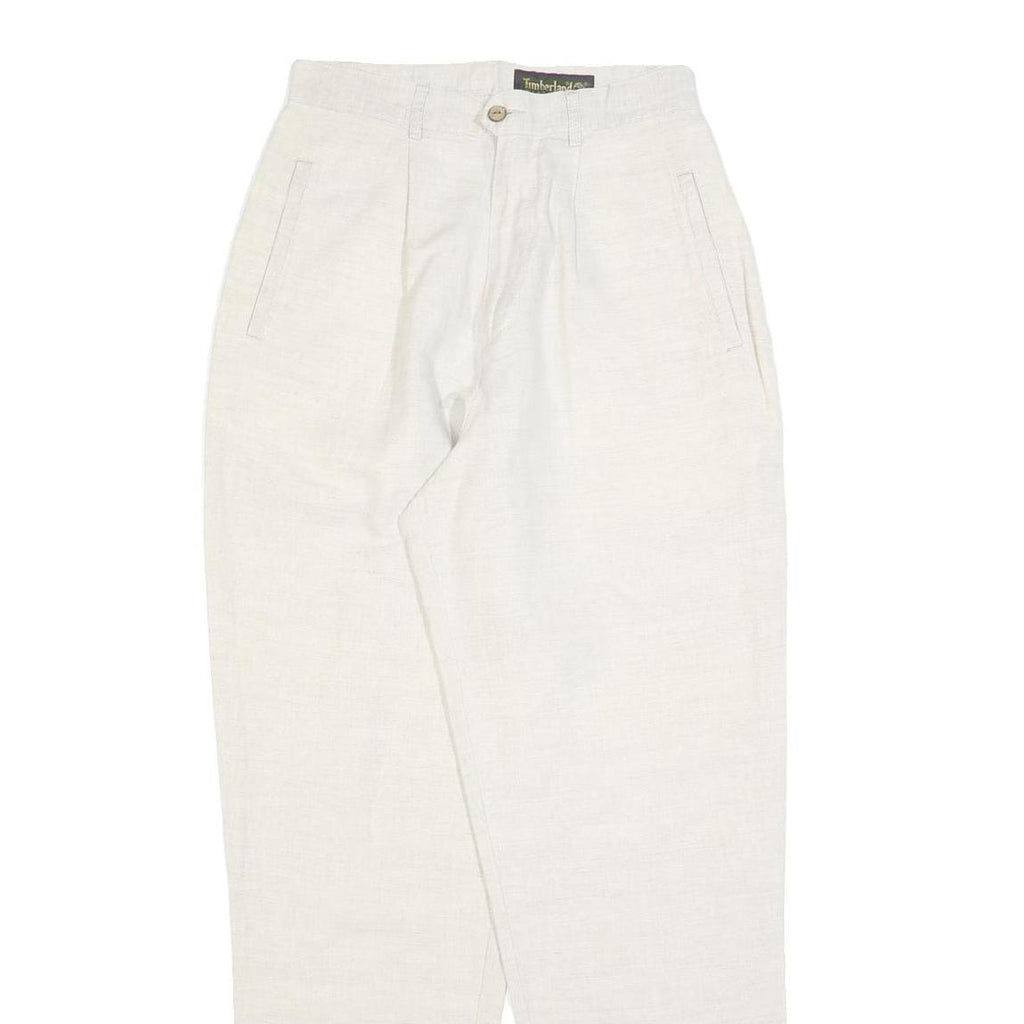 TIMBERLAND Womens Linen White Relaxed Straight Trousers W26 L28 Casual Comfort