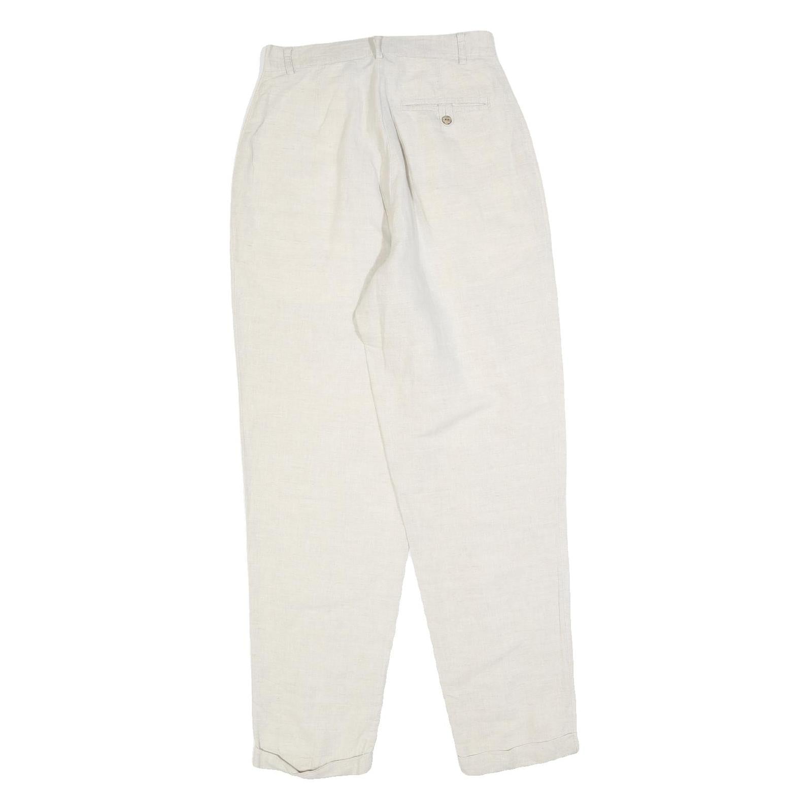 TIMBERLAND Womens Linen White Relaxed Straight Trousers W26 L28 Casual Comfort
