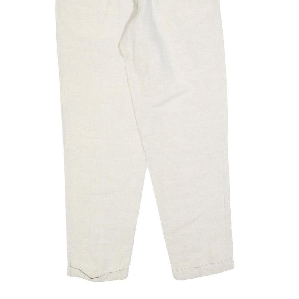 TIMBERLAND Womens Linen White Relaxed Straight Trousers W26 L28 Casual Comfort
