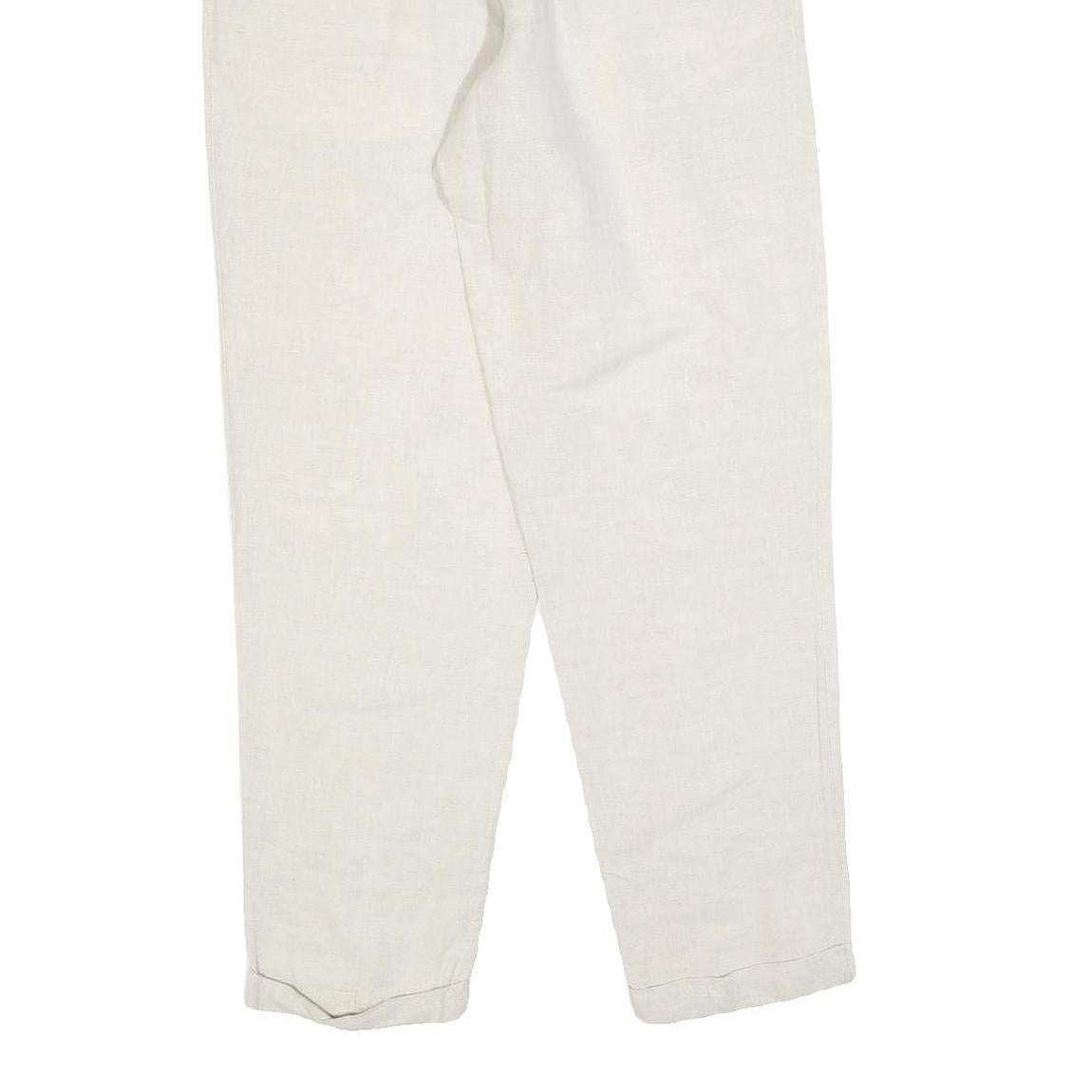 TIMBERLAND Womens Linen White Relaxed Straight Trousers W26 L28 Casual Comfort