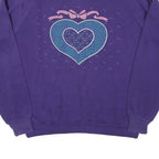 GOPHER Womens Purple & Blue Heart Graphic Crew Neck XL Cotton Blend Sweatshirt