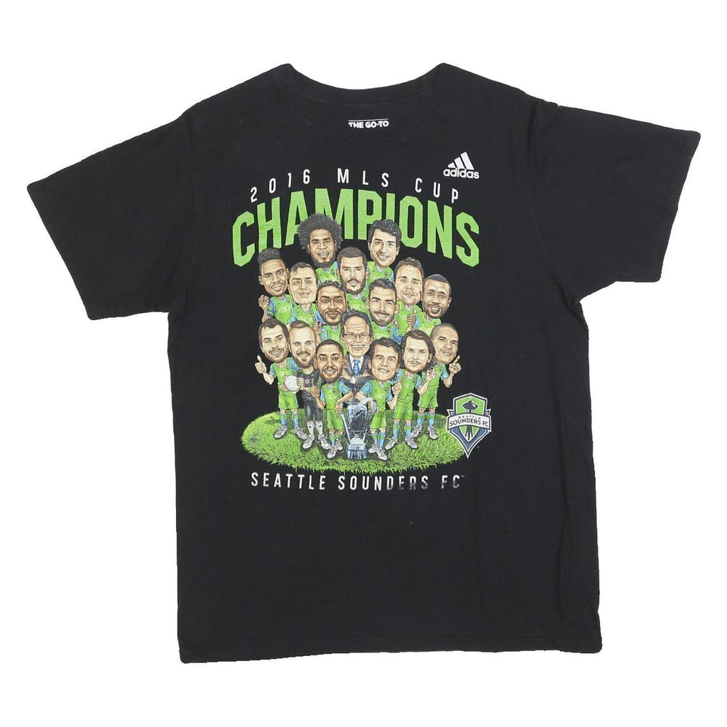 ADIDAS Mens Black 2016 MLS Cup Champions Seattle Sounders FC Graphic T-Shirt M