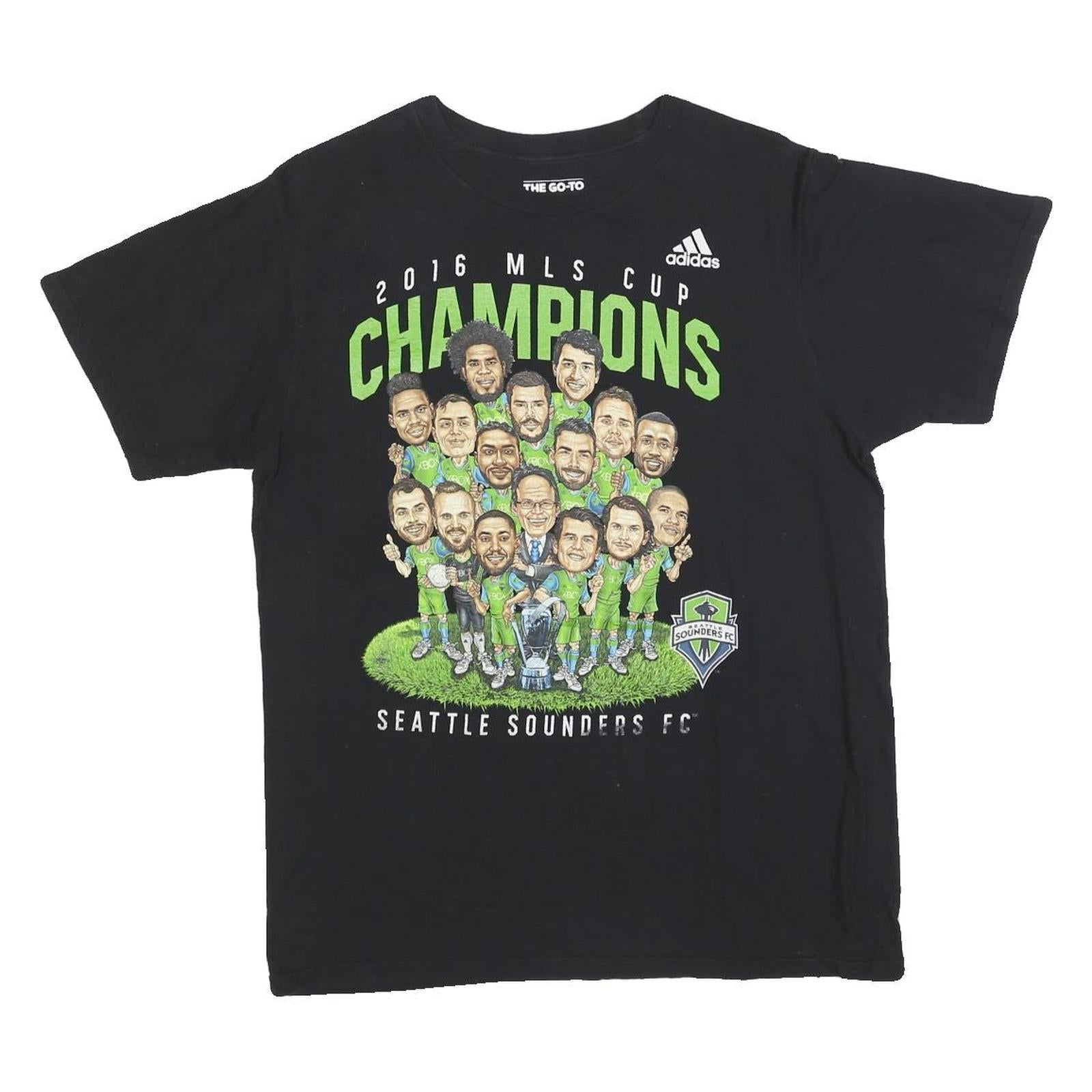ADIDAS Mens Black 2016 MLS Cup Champions Seattle Sounders FC Graphic T-Shirt M