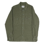 BL'KER Mens Green Button Cotton Shirt Jacket M Plain Casual Lightweight