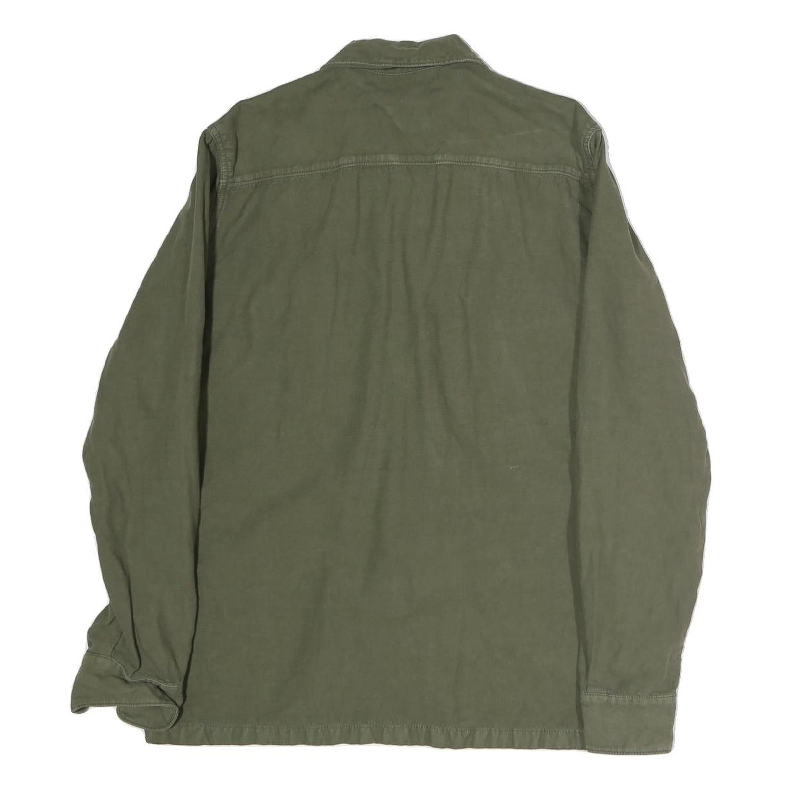 BL'KER Mens Green Button Cotton Shirt Jacket M Plain Casual Lightweight