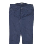 TOMMY HILFIGER Womens Cotton Blend Navy Slim Slim Leg Trousers W32 L25 Zipper