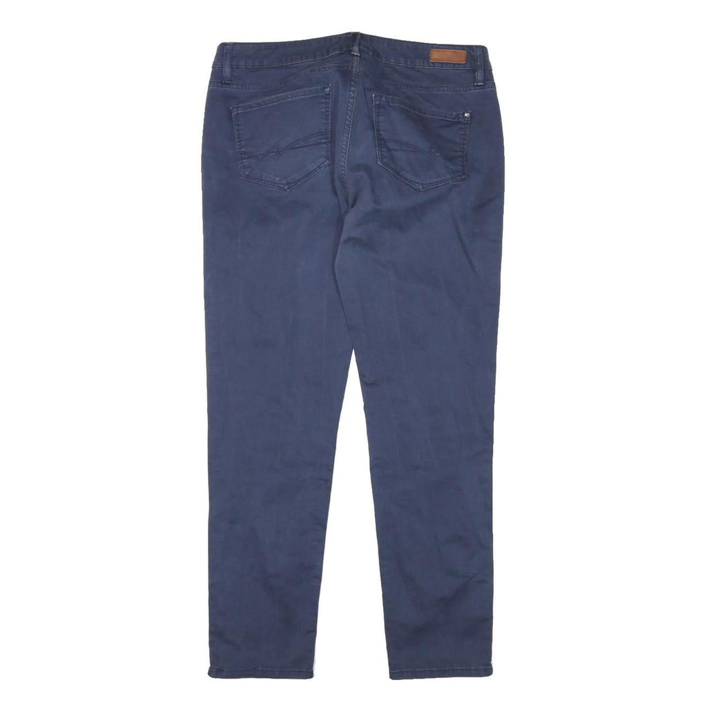 TOMMY HILFIGER Womens Cotton Blend Navy Slim Slim Leg Trousers W32 L25 Zipper