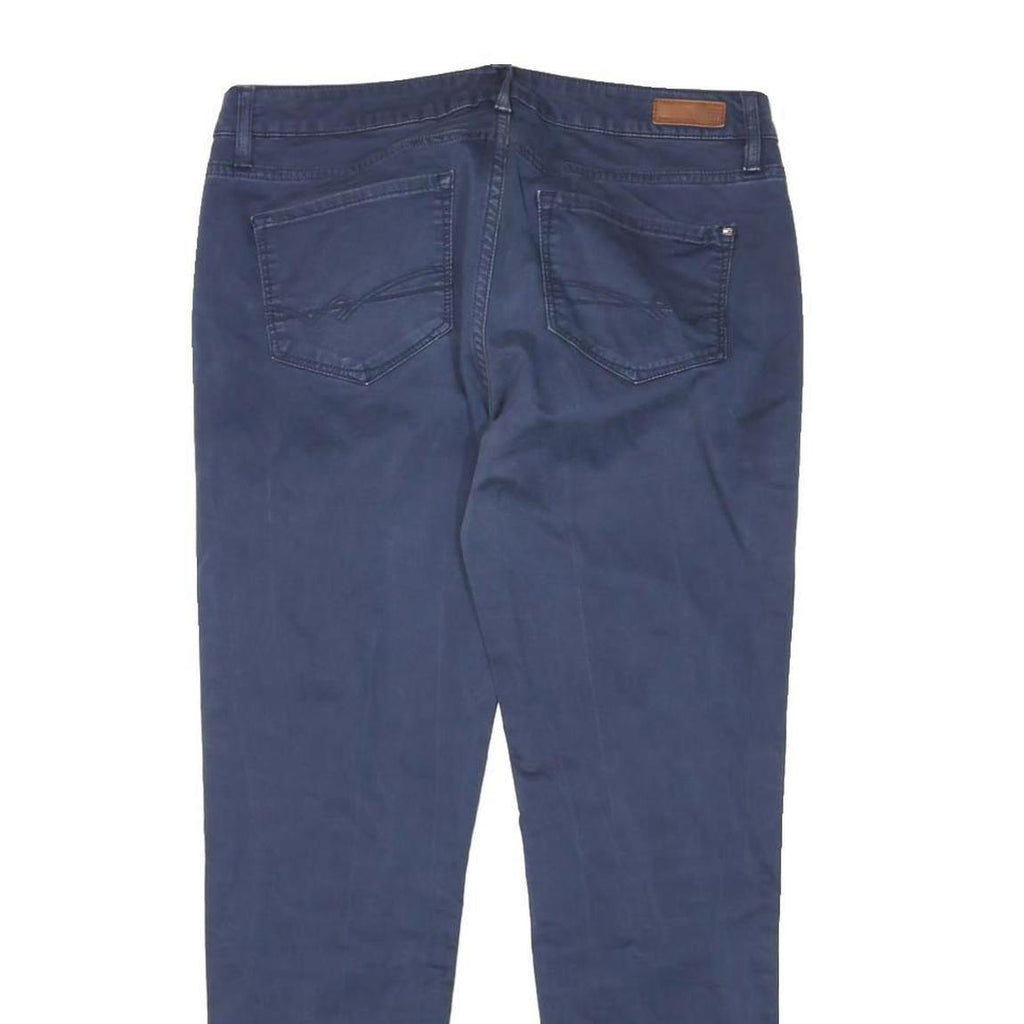 TOMMY HILFIGER Womens Cotton Blend Navy Slim Slim Leg Trousers W32 L25 Zipper