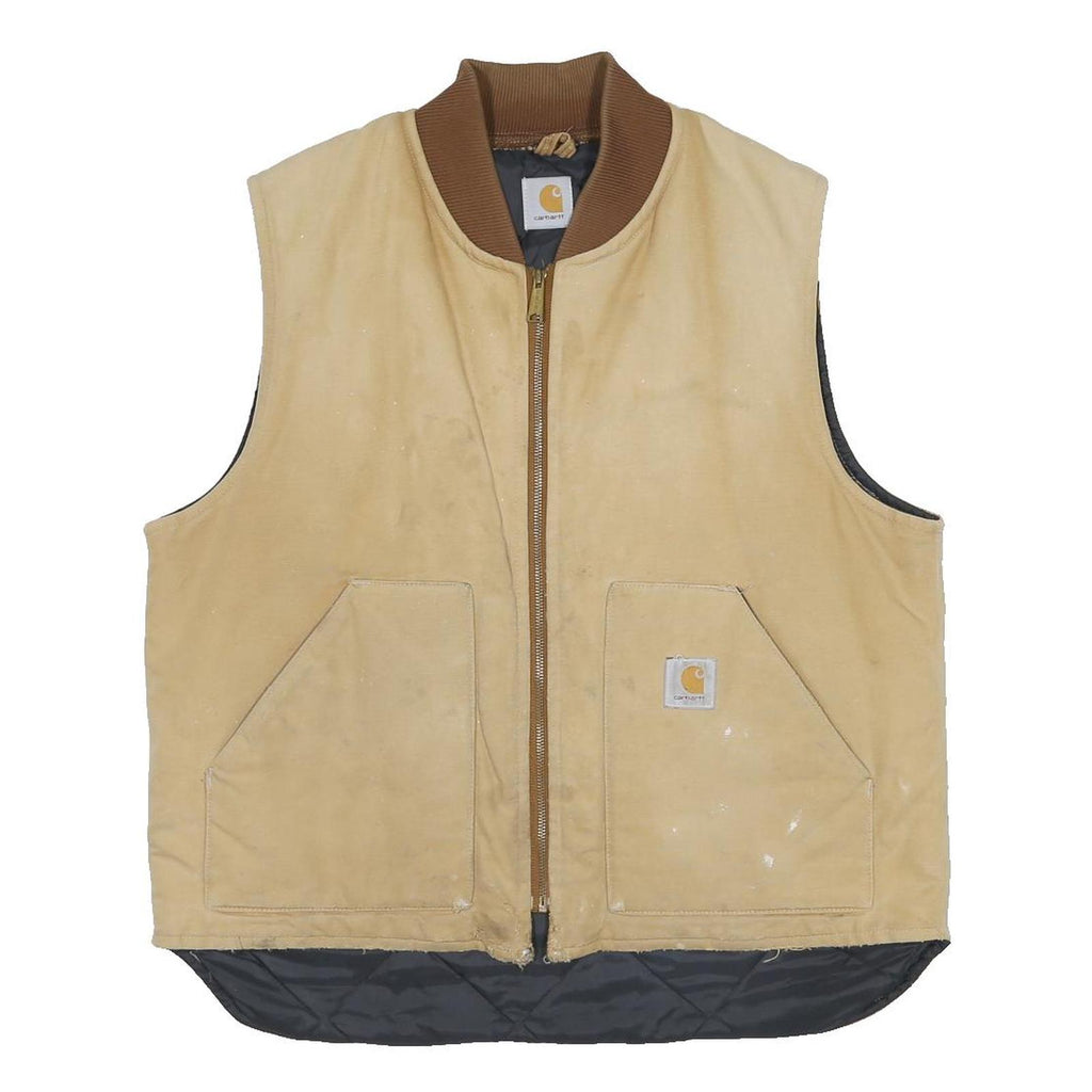 CARHARTT Mens Beige & Brown Classic Fit Sleeveless Workwear Jacket XL Cotton