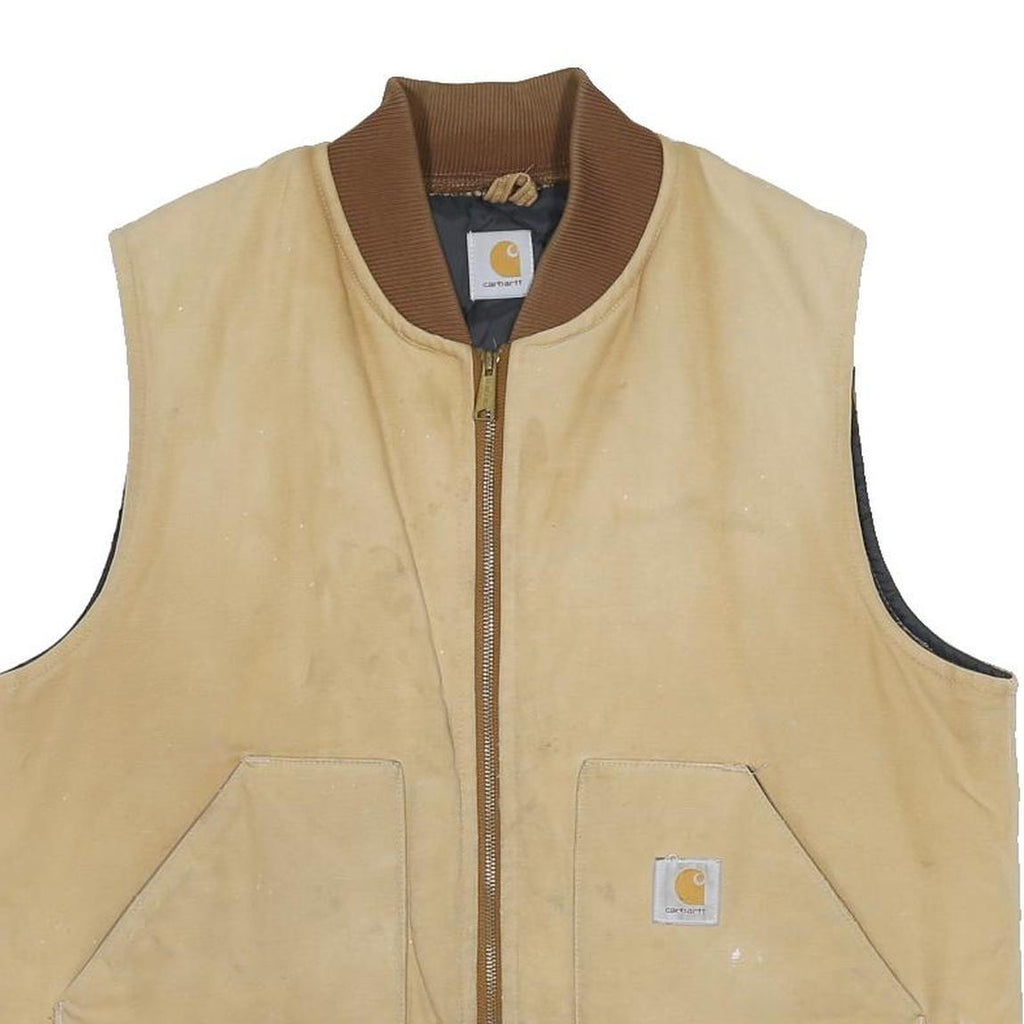 CARHARTT Mens Beige & Brown Classic Fit Sleeveless Workwear Jacket XL Cotton
