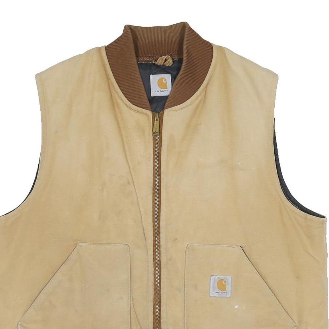 CARHARTT Mens Beige & Brown Classic Fit Sleeveless Workwear Jacket XL Cotton