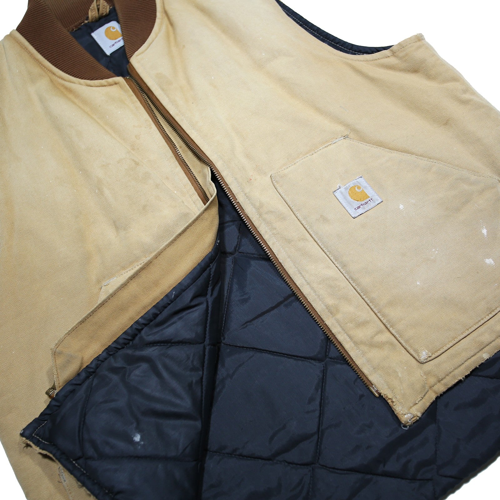 CARHARTT Mens Beige & Brown Classic Fit Sleeveless Workwear Jacket XL Cotton