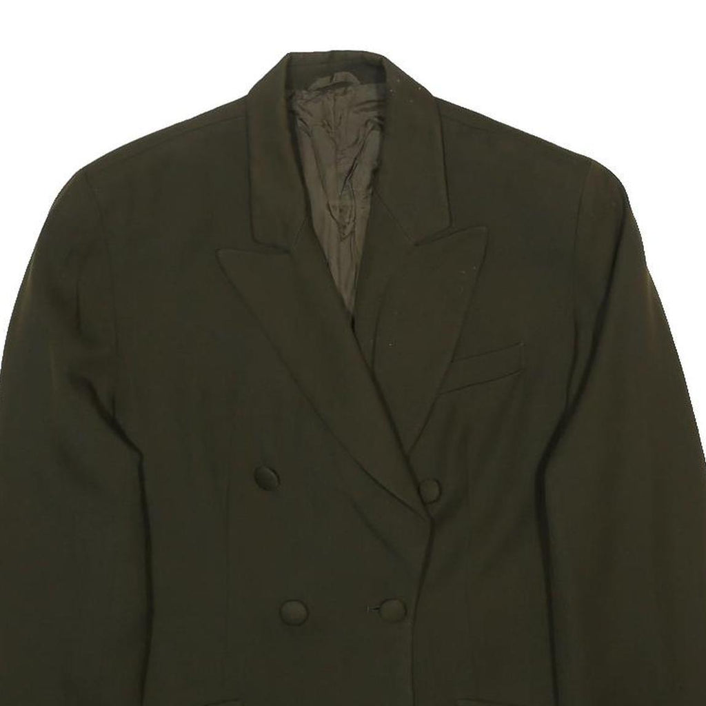 ST MICHAEL Womens Green Double Breasted Jacket UK 14 Polyester Blend Classic