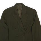 ST MICHAEL Womens Green Double Breasted Jacket UK 14 Polyester Blend Classic