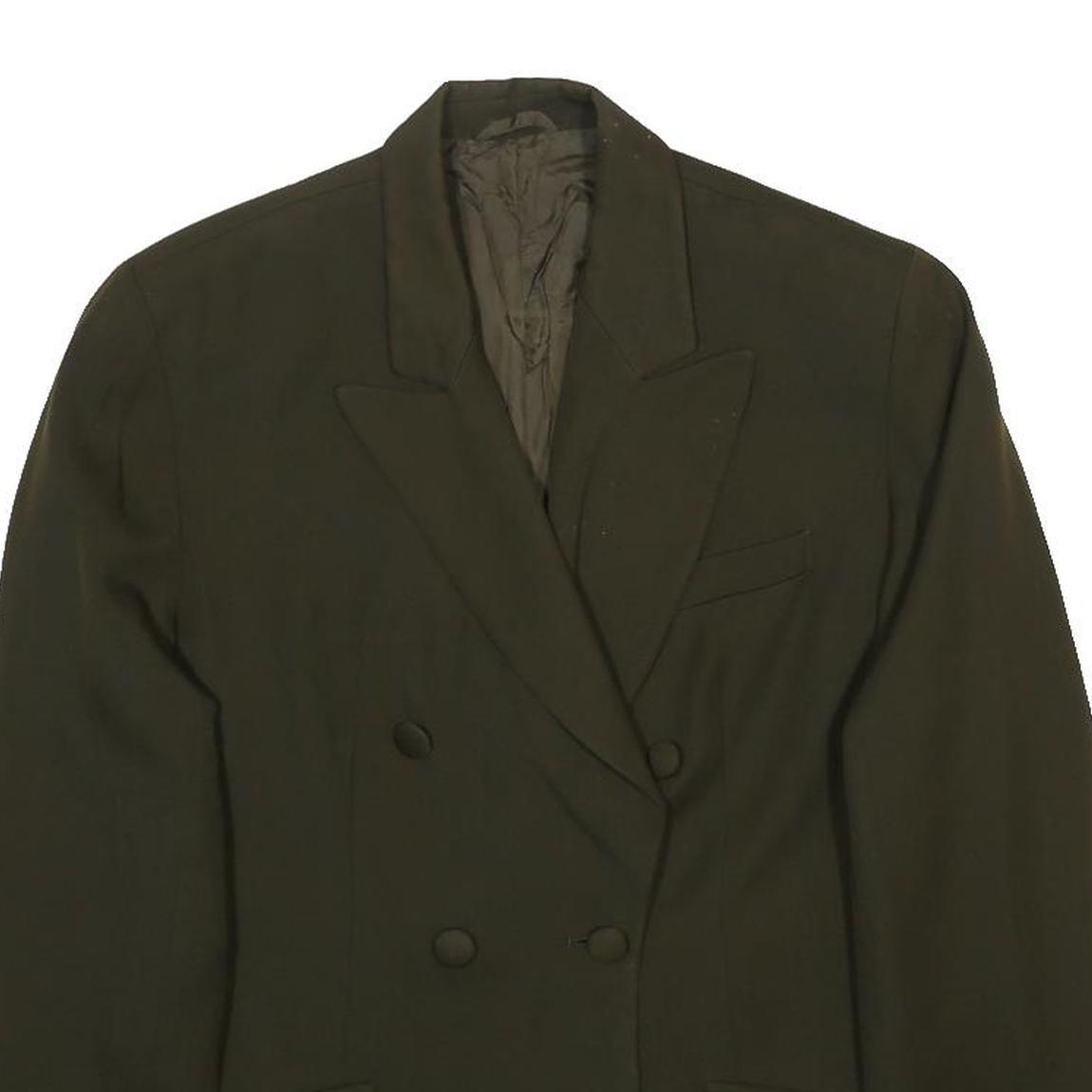 ST MICHAEL Womens Green Double Breasted Jacket UK 14 Polyester Blend Classic