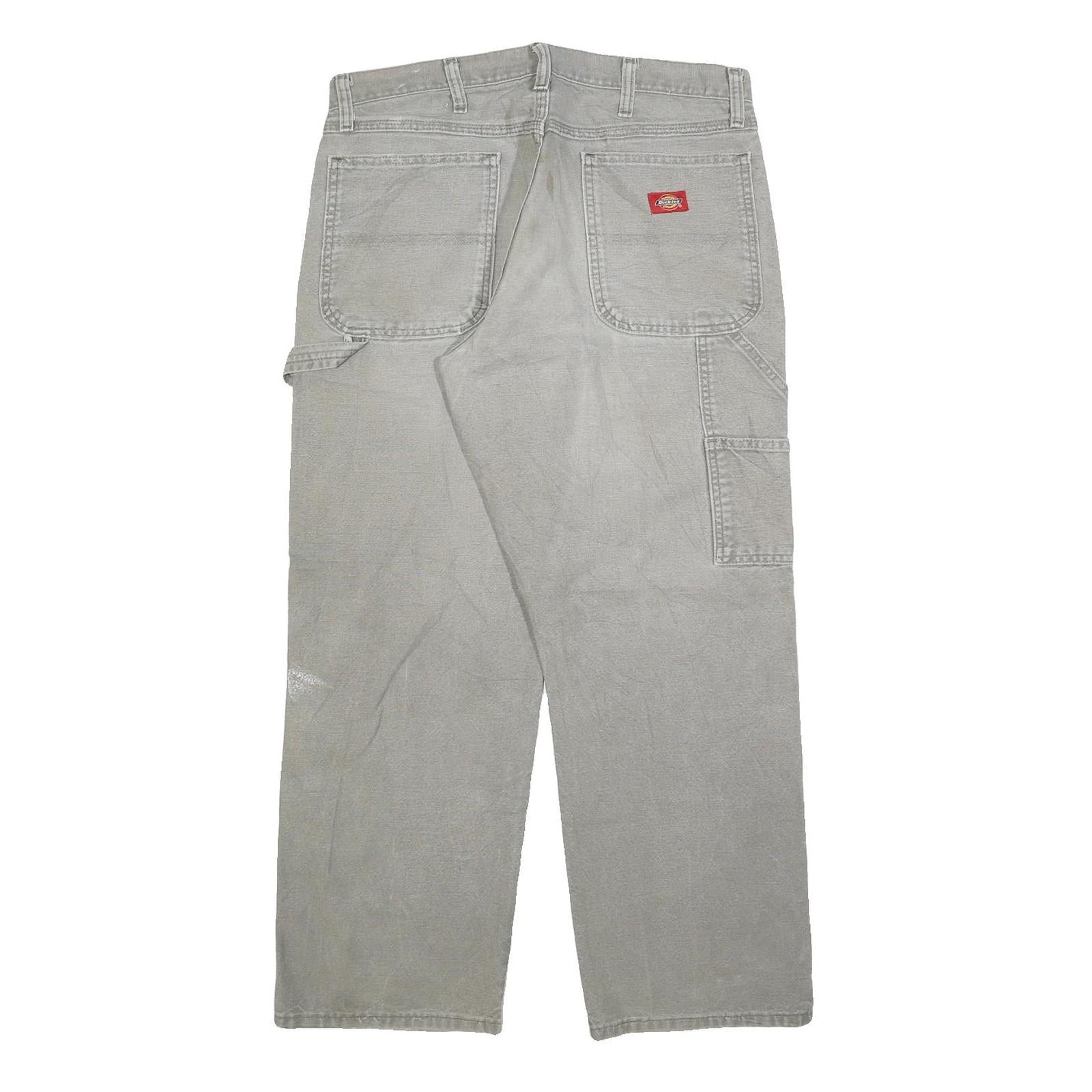 DICKIES Mens Relaxed Fit Grey Cotton Blend Denim Jeans W34 L30 Workwear Casual