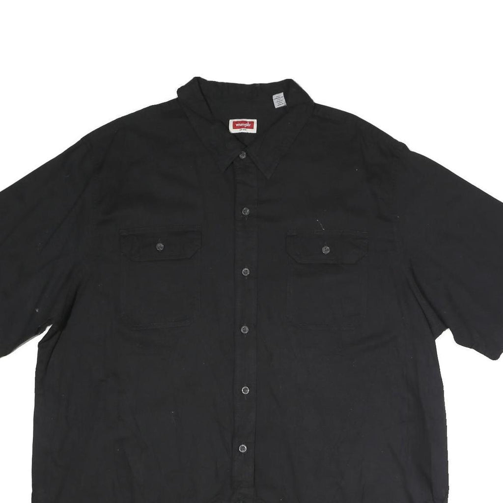 WRANGLER Mens Black Shirt XXS Cotton Blend Casual Button Up Short Sleeve