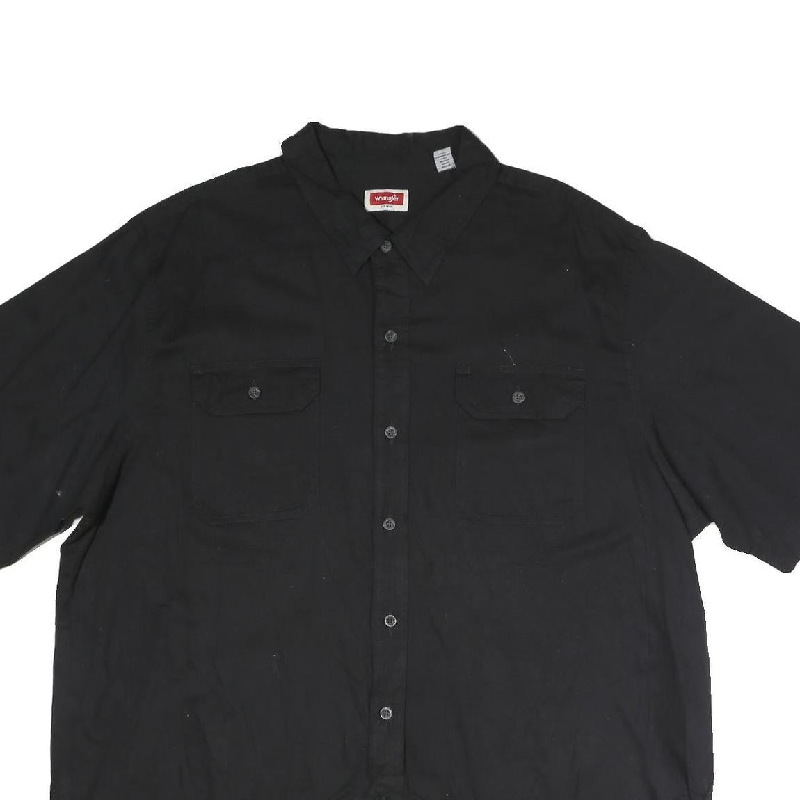 WRANGLER Mens Black Shirt XXS Cotton Blend Casual Button Up Short Sleeve