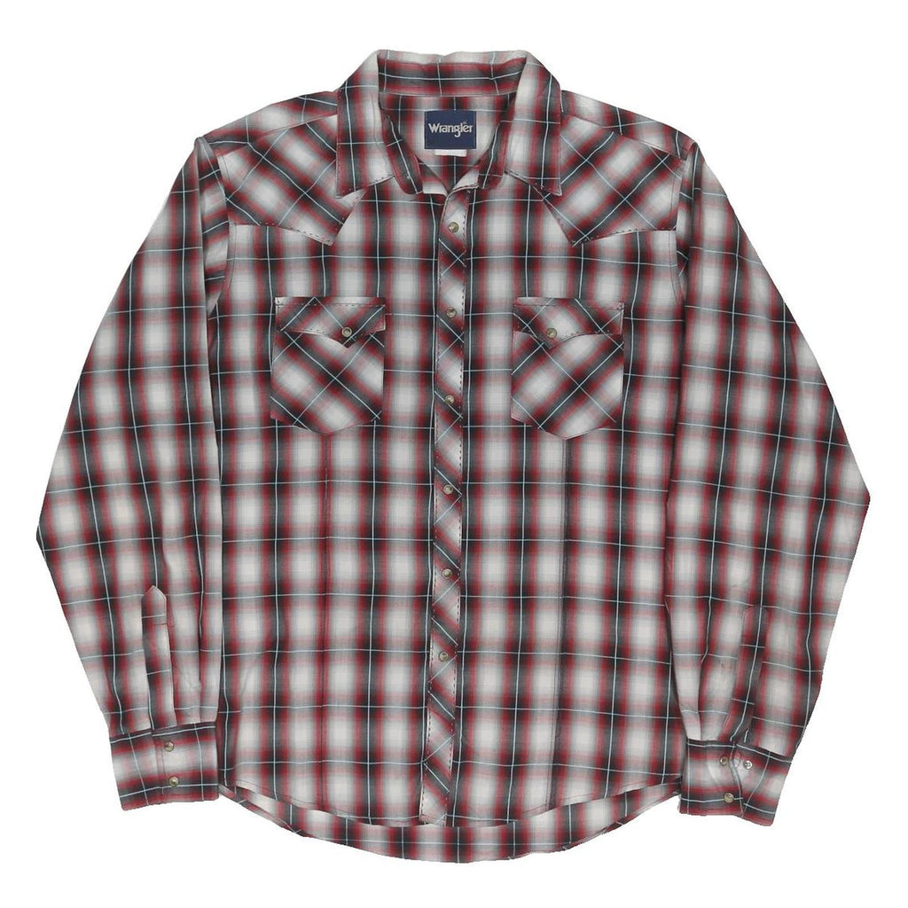 WRANGLER Mens Red Black & White Plaid Shirt XL Cotton Blend Western Style