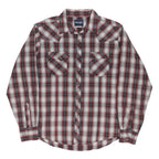 WRANGLER Mens Red Black & White Plaid Shirt XL Cotton Blend Western Style