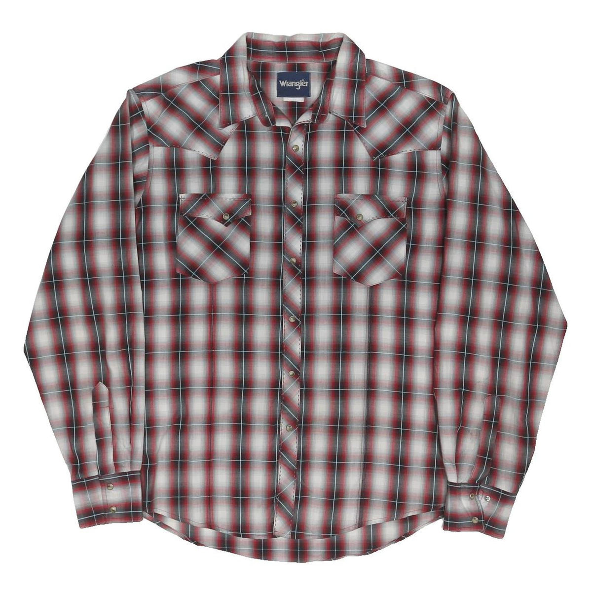 WRANGLER Mens Red Black & White Plaid Shirt XL Cotton Blend Western Style