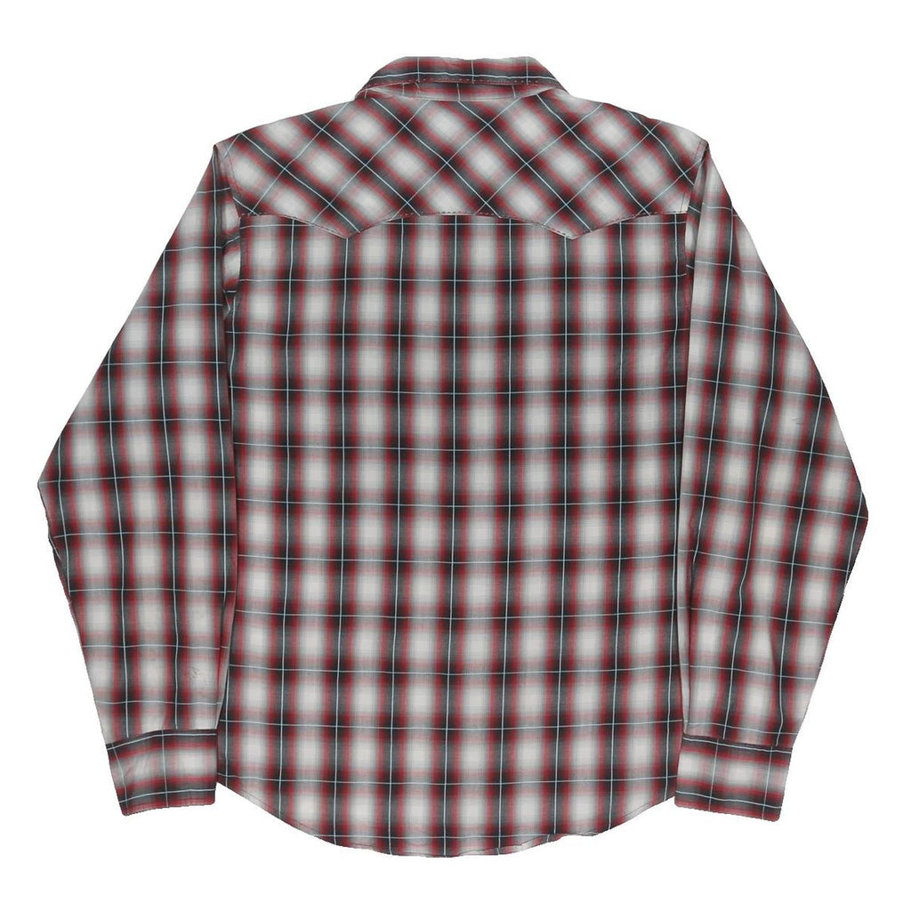 WRANGLER Mens Red Black & White Plaid Shirt XL Cotton Blend Western Style