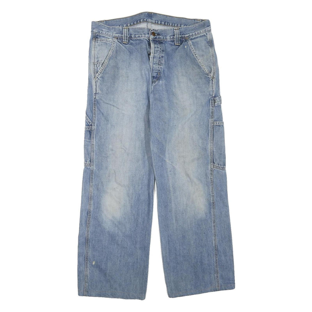 CARHARTT Mens Jeans Blue Regular Straight Denim Light W34 L28 Workwear Zip