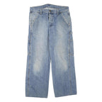 CARHARTT Mens Jeans Blue Regular Straight Denim Light W34 L28 Workwear Zip